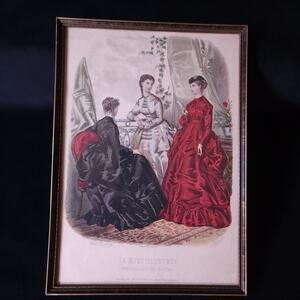 French Ladies La Mode Illustree Bureaux du Journal 56 Jacob Paris Framed Vintage